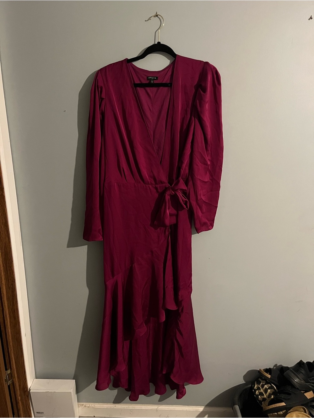 Express Magenta Wrap Maxi Dress with Side Tie size XL